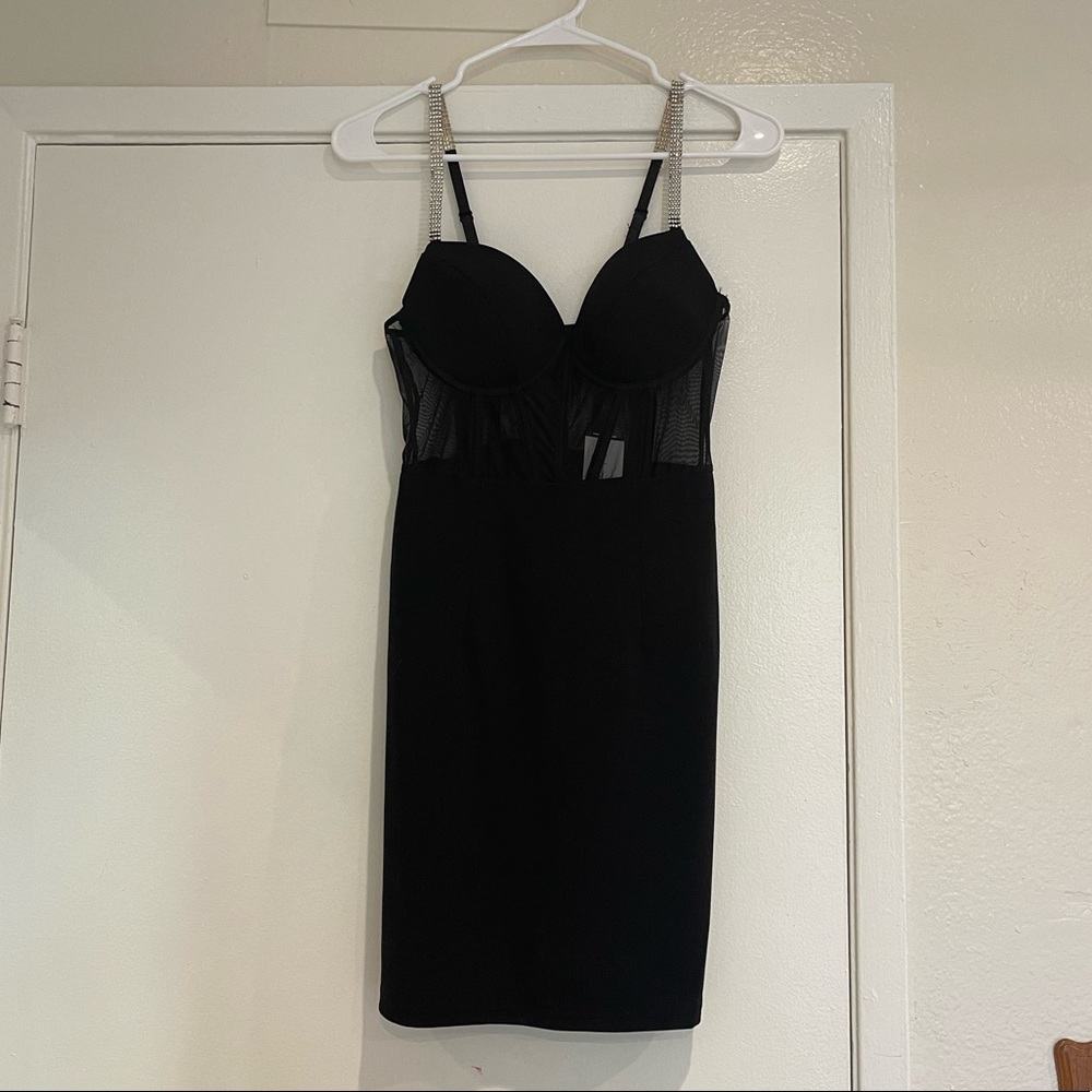 Windsor Bustier Mini Corset Dress w/ Rhinestone adj Strap